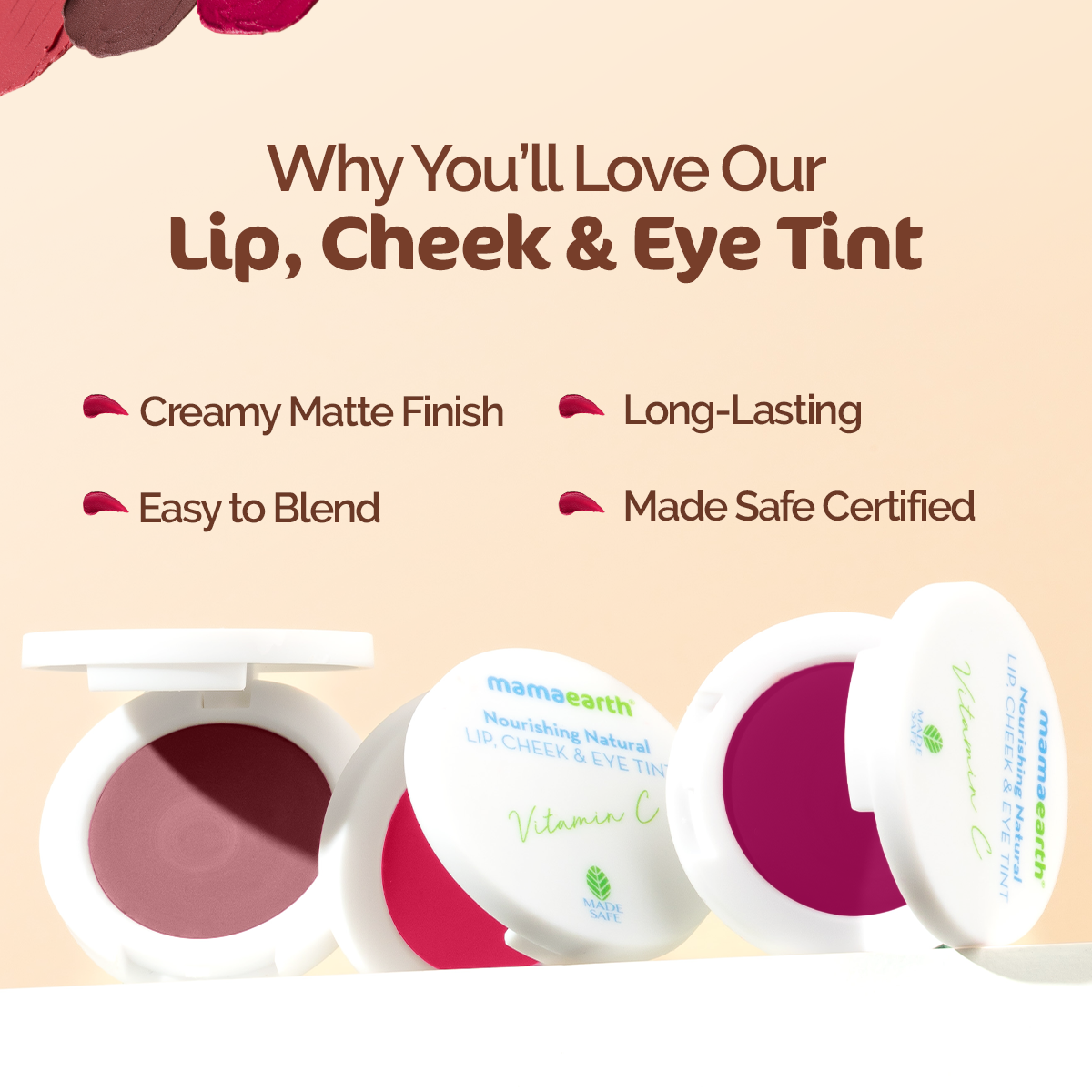 Nourishing Natural Lip Cheek & Eye Tint with Vitamin C & Beetroot - Beet Red - 4 g