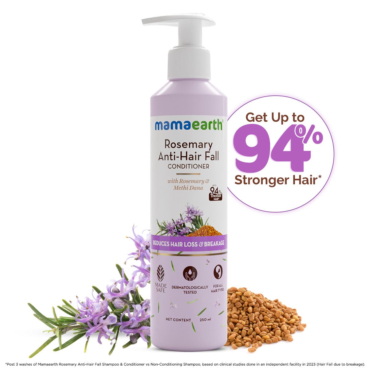 Rosemary Anti-Hair Fall Conditioner with Rosemary & Methi Dana for Reducing Hair Loss & Breakage - 250 ml